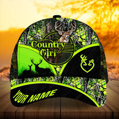 Maxcorners Premium Florapunk Country Girl Deer Hunting Trucker Personalized Hats 3D