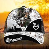 Maxcorners Premium Florapunk Country Girl Deer Hunting Trucker Personalized Hats 3D