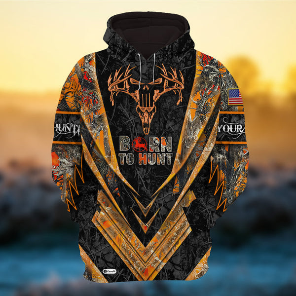 Max Corner Special Born To Hunt Deer Hunting Personalized 3D Hoodie For Hunting Lover