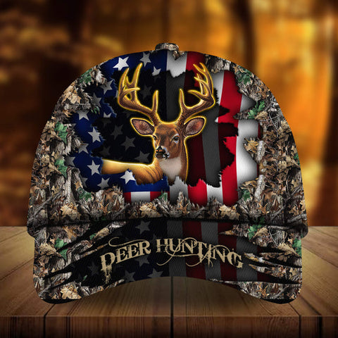 Maxcorners Eternity Cracked Flag Deer Hunting Hat 3D