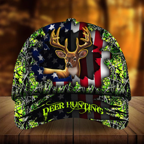 Maxcorners Eternity Cracked Flag Deer Hunting Hat 3D