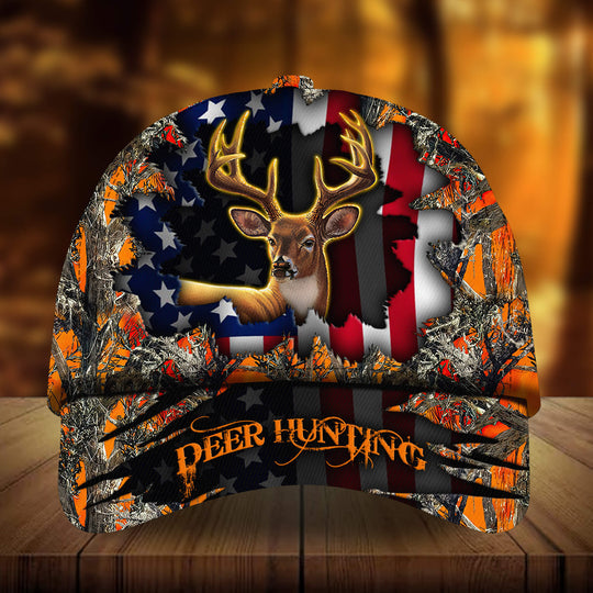 Maxcorners Eternity Cracked Flag Deer Hunting Hat 3D