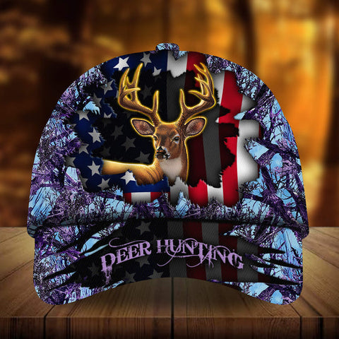 Maxcorners Eternity Cracked Flag Deer Hunting Hat 3D