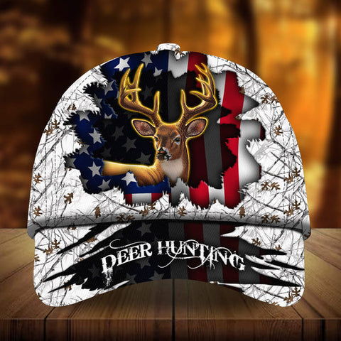 Maxcorners Eternity Cracked Flag Deer Hunting Hat 3D