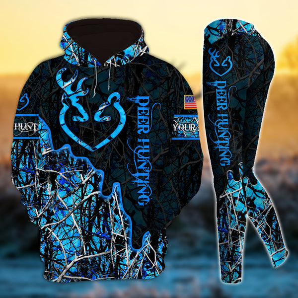 Max Corner Cool Deer Hunting Heart Line Personalized 3D Style 1 Combo Hoodie & Legging Set