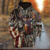 Max Corners Deer Hunting Flash Pattern US Flag Style 3 Hunting Personalized 3D Hoodie