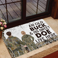 Maxcorners Premium Custom Old Buck Sweet Doe Hunting Door Mats 3D Printed Personalized - Brown