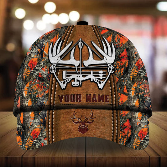 Max Corners Unique Leather Bow Pattern Deer Hunting 3D Multicolor Personalized Cap