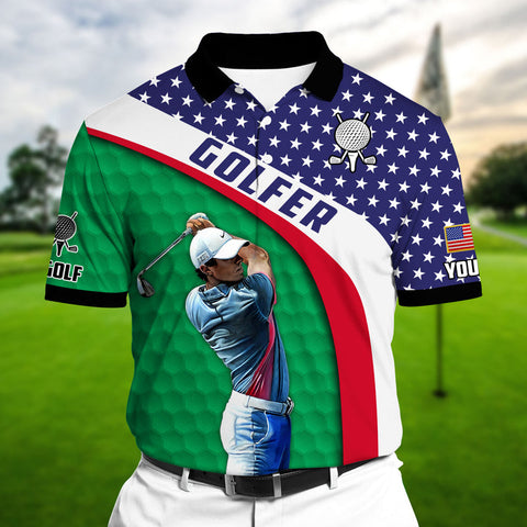 Max Corners Greatest Golf Player Multicolor Personalized 3D Golf Polo Shirt