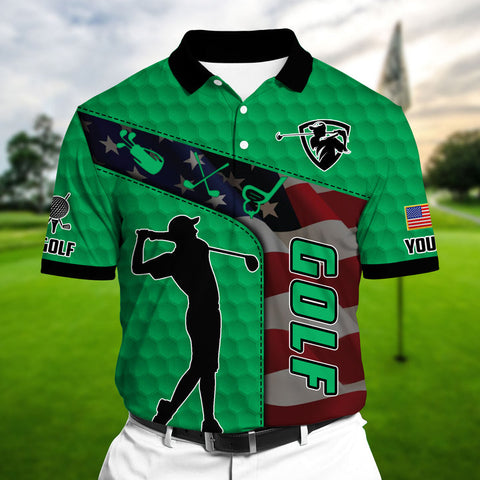 Max Corners Classic US Golf Man Multicolor Personalized 3D Golf Polo Shirt