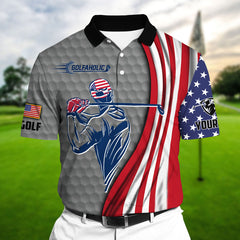 Max Corners Cool Golf Man US Multicolor Personalized 3D Golf Polo Shirt