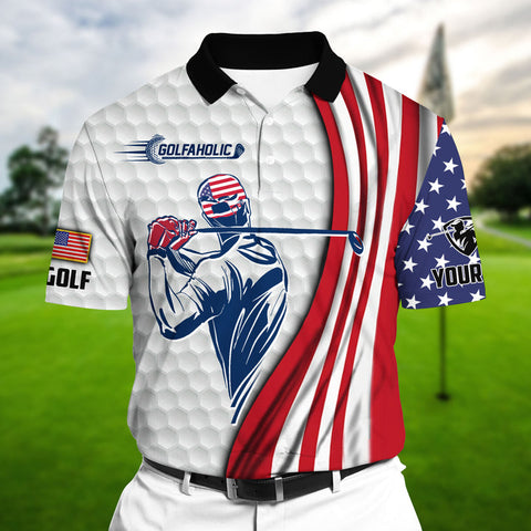 Max Corners Cool Golf Man US Multicolor Personalized 3D Golf Polo Shirt