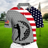Max Corners US Golf Man Shadow Multicolor Personalized 3D Golf Polo Shirt