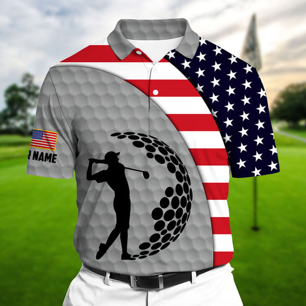 Max Corners US Golf Man Shadow Multicolor Personalized 3D Golf Polo Shirt