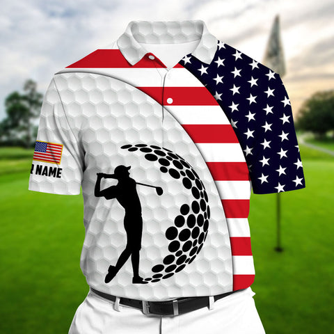 Max Corners US Golf Man Shadow Multicolor Personalized 3D Golf Polo Shirt