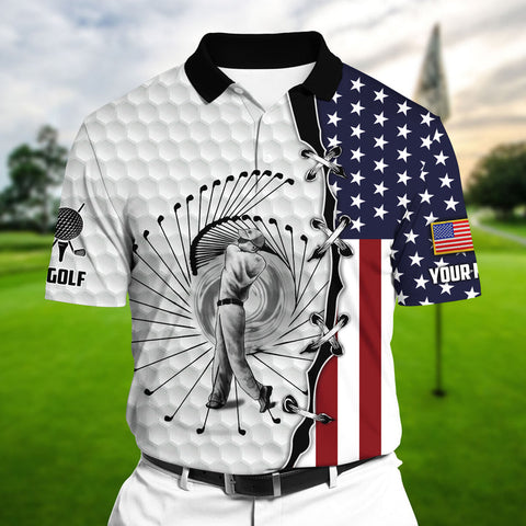 Max Corners Best US Folf Player Multicolor Personalized 3D Golf Polo Shirt