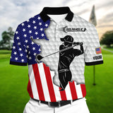 Max Corners Golfaholic US Flag Multicolor Personalized 3D Golf Polo Shirt