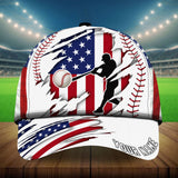 Max Corners White US Flag Cracked Baseball Custom 3D Cap