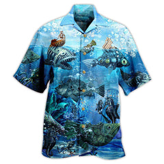 Maxcorners Fishing Ocean Undersea Steampunk Fish Hawaiian Shirt