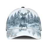 Maxcorners Personalized Name White Deer Hunting Classic Cap HM27