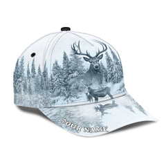 Maxcorners Personalized Name White Deer Hunting Classic Cap HM27