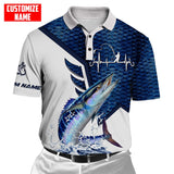 Maxcorners Custom Name Wahoo Fish Fishing Heartbeat 3D Shirt