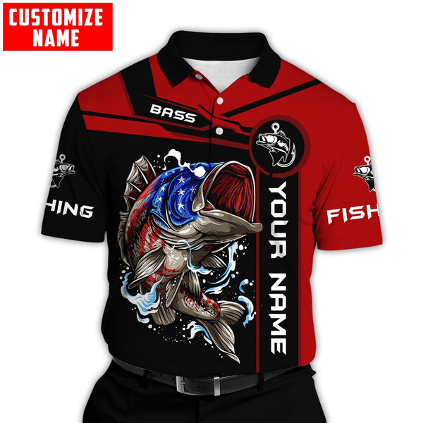 Maxcorners Custom Name US Bass fishing 3D Shirt