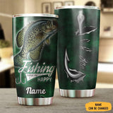 Maxcorners Fishing Makes Me Happy Personalized Name Tumbler