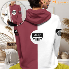 Maxcorners Jeep Red And White Hoodie