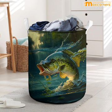 Maxcorners Bass Fishing Green All Over Printed Basket