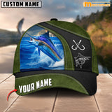 Maxcorners Marlin Fishing Personalized Name 3D Over Printed Cap