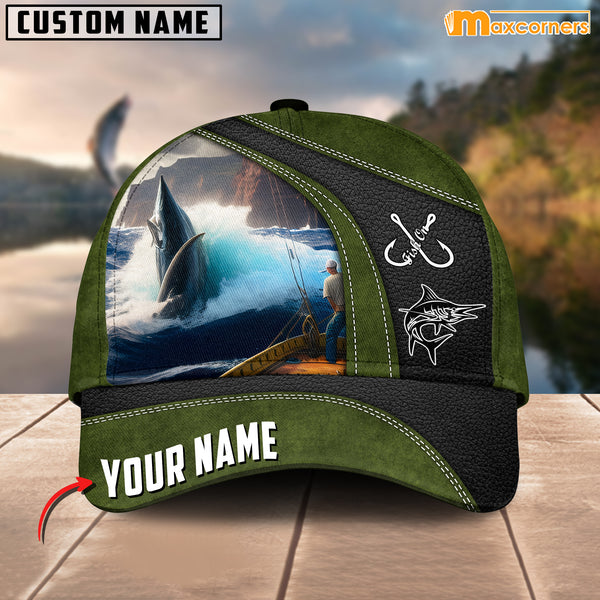 Maxcorners Marlin Fishing Personalized Name 3D Over Printed Cap