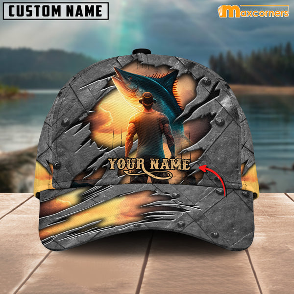 Maxcorners Bass Fishing Personalized Name 3D Over Printed Cap