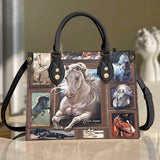Maxcorners Customized Name Horse Printed Leather T14 -Handbag
