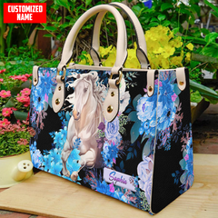 Maxcorners Customized Name Horse Printed Leather T7-Handbag