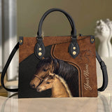 Maxcorners Customized Name Horse Printed Leather T26 Handbag