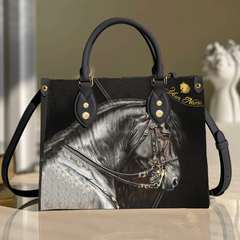 Maxcorners Customized Name Horse Printed Leather T24-Handbag