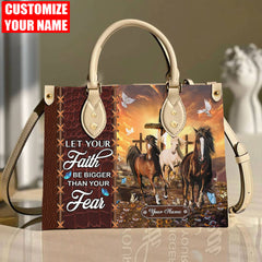Maxcorners Customized Name Horse Printed Leather T25-Handbag