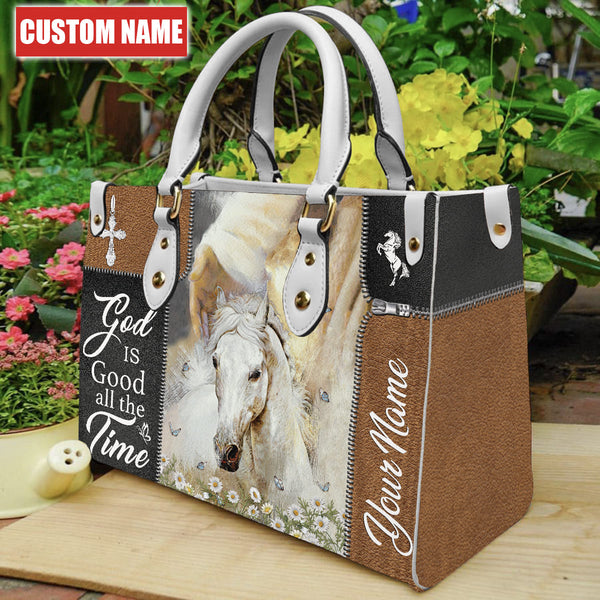 Maxcorners Customized Name Horse Printed Leather T12 -Handbag