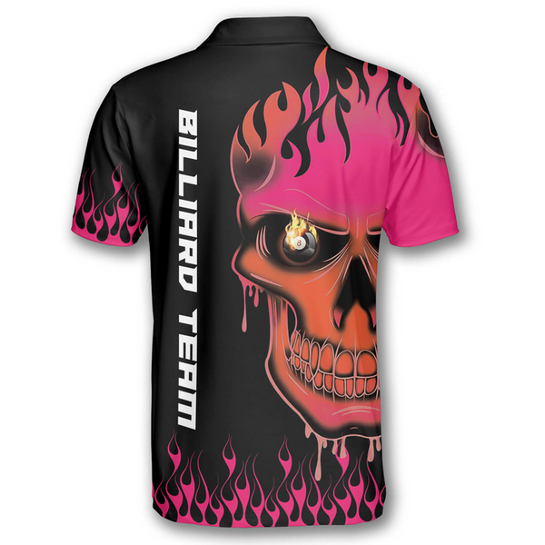 Maxcorners Fire Skull Billiard Personalized Name Shirt