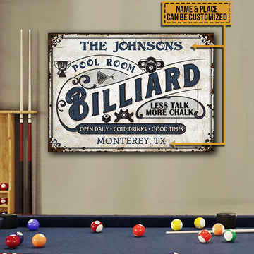 Maxcorners Personalized Billiard Pool Room All Printed 3D Classic Metal Sign