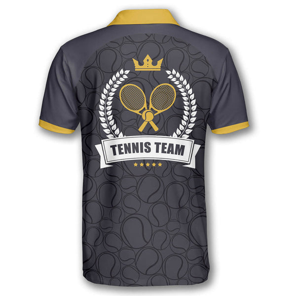 Maxcorners Tennis Balls Pattern Crown Emblem Customized Name All Over Printed Shirt