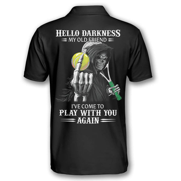 Maxcorners Tennis Hello Darkness My Old Friend Skull Customized Name All Over Printed Shirt