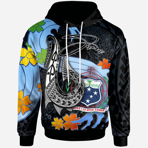 Maxcorners Personalized Samoa Hoodie - Fish Hooks And Wave