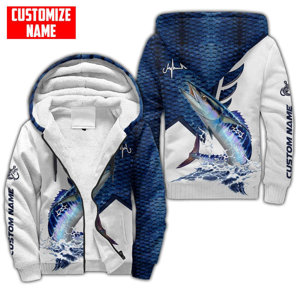 Maxcorners Custom Name Wahoo Fish Fishing Heartbeat 3D Shirt