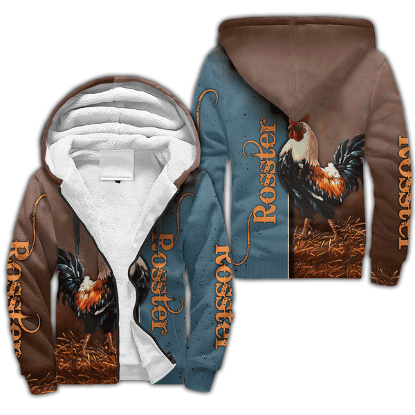 Maxcorners Rooster Unisex Deluxe Blue Hoodie