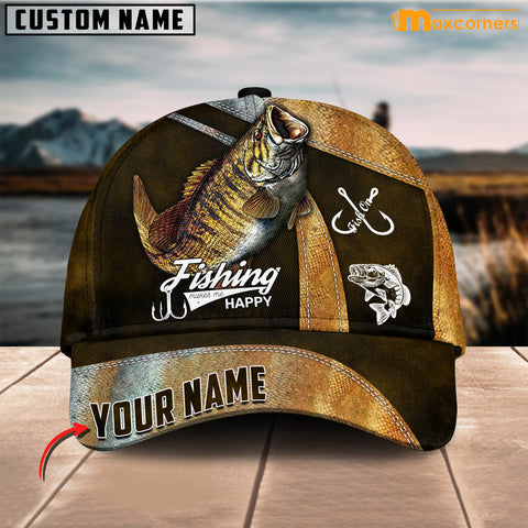 Custom Name Shark Fishing hat Hook D Design print Cap - Beebuble