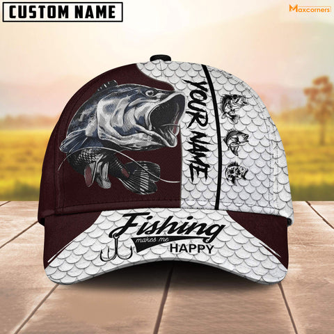 Maxcorners Personalized  Fishing Red & White Cap
