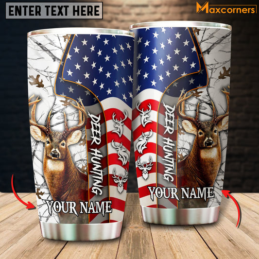Maxcorners Unique Loralle US Deer Hunting Personalized Name Tumbler Multicolor