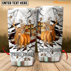 Maxcorners Premium Loralle Cracked Deer Hunting Personalized Name Tumbler Multicolor